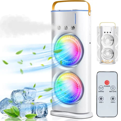 Dropiffy 4000mAh Double Ended Spray Fan, Dual Air Fan Rotating With Remote Control